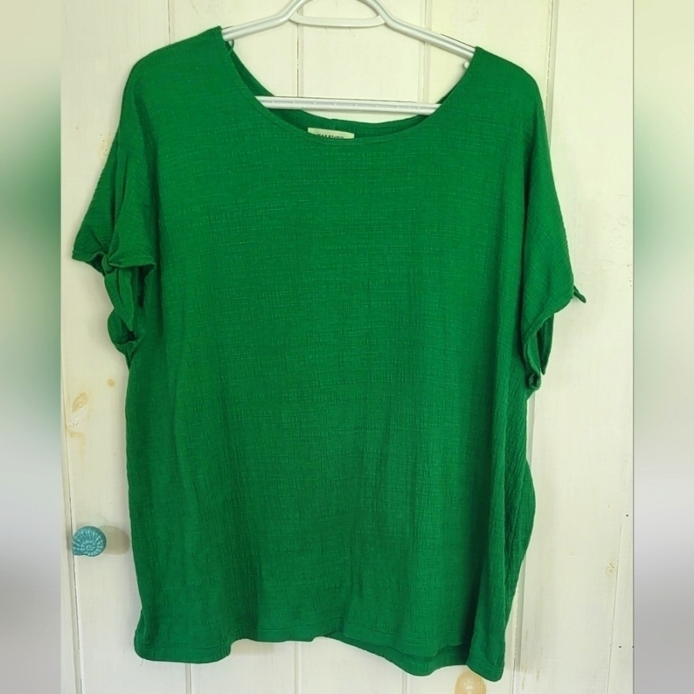Max Studio Tied Cold Shoulder Textured Top Size 2X